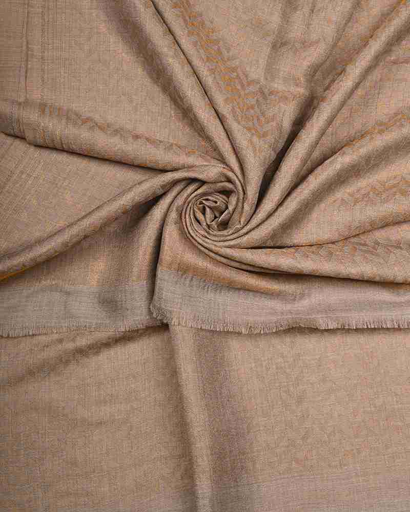 Golden Pashmina Wool Zari Chevron Pattern Stole